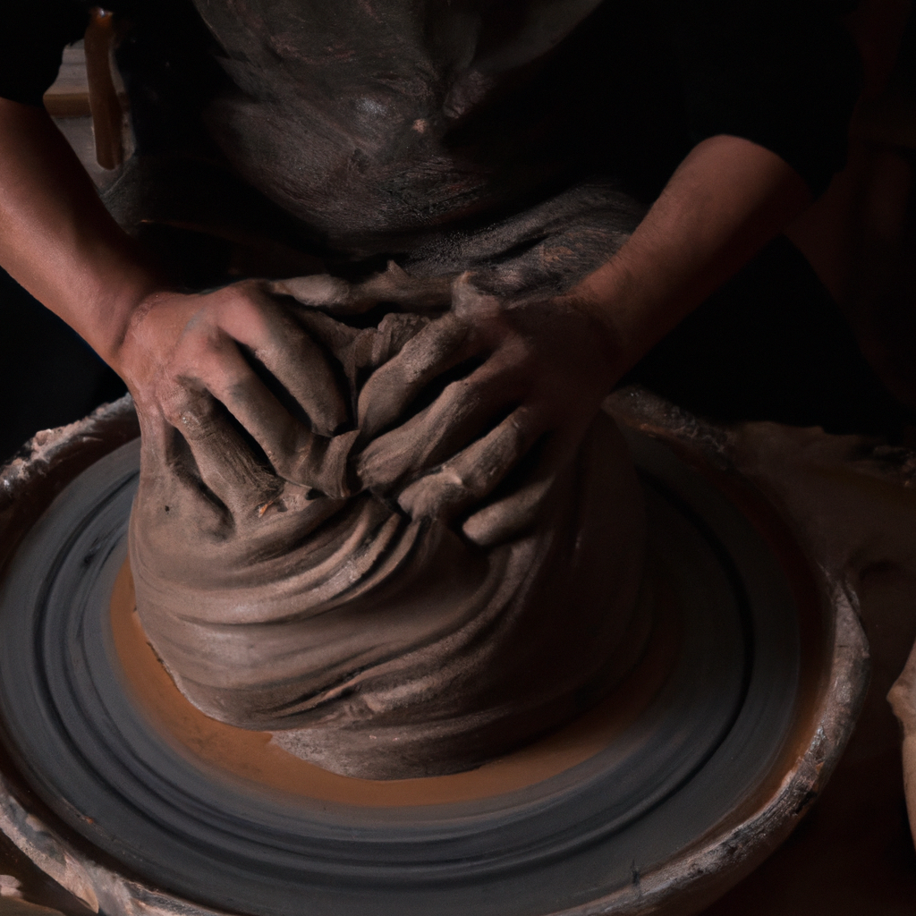 atelier d’argile — mains façonnant un bol en argile autodurcissante sur table en bois claire, lumière douce naturelle, ambiance artisanale détaillée, outils de modelage visibles